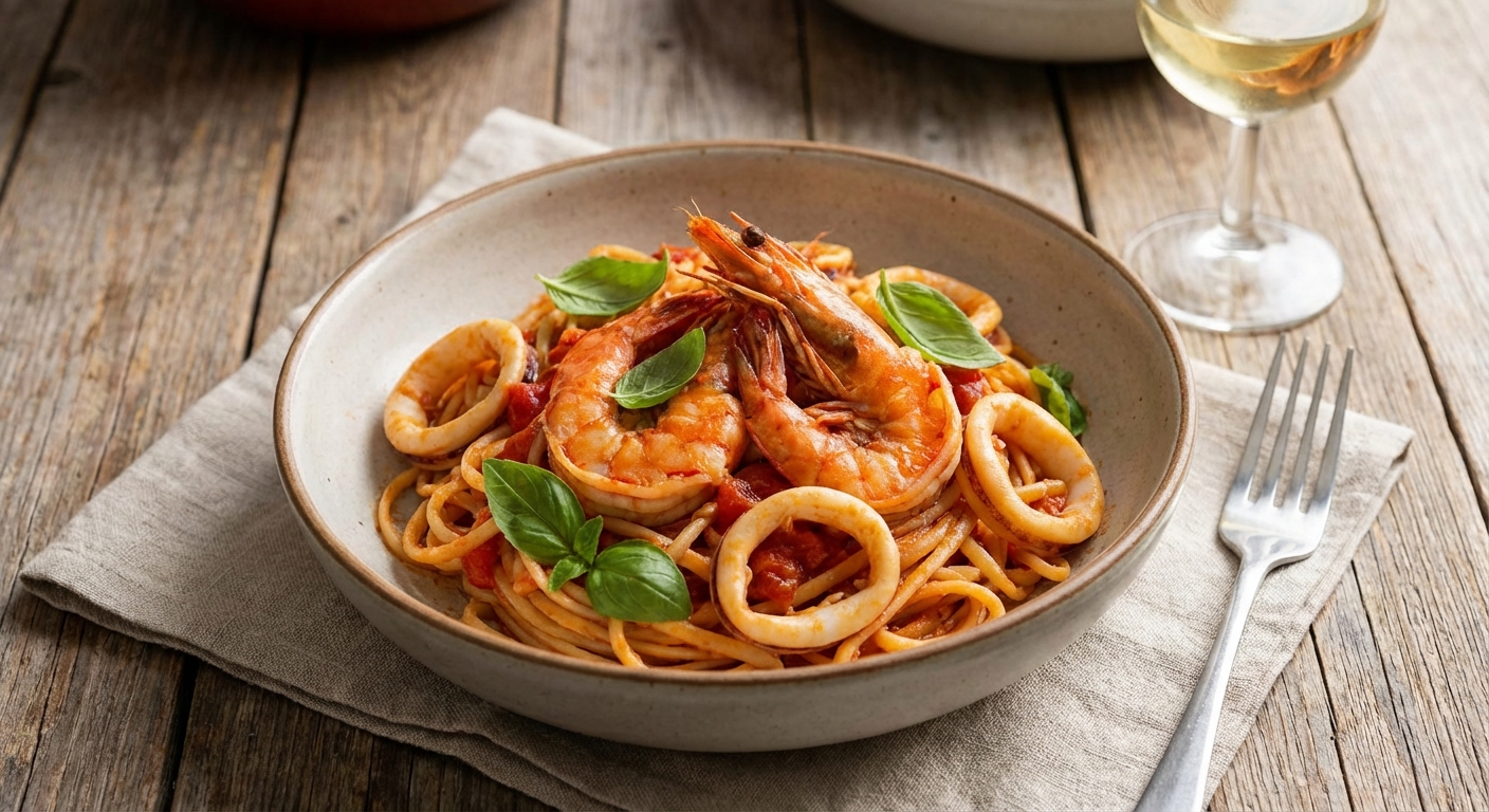 모두가 즐기는 마법의 맛, '해산물 토마토 파스타'