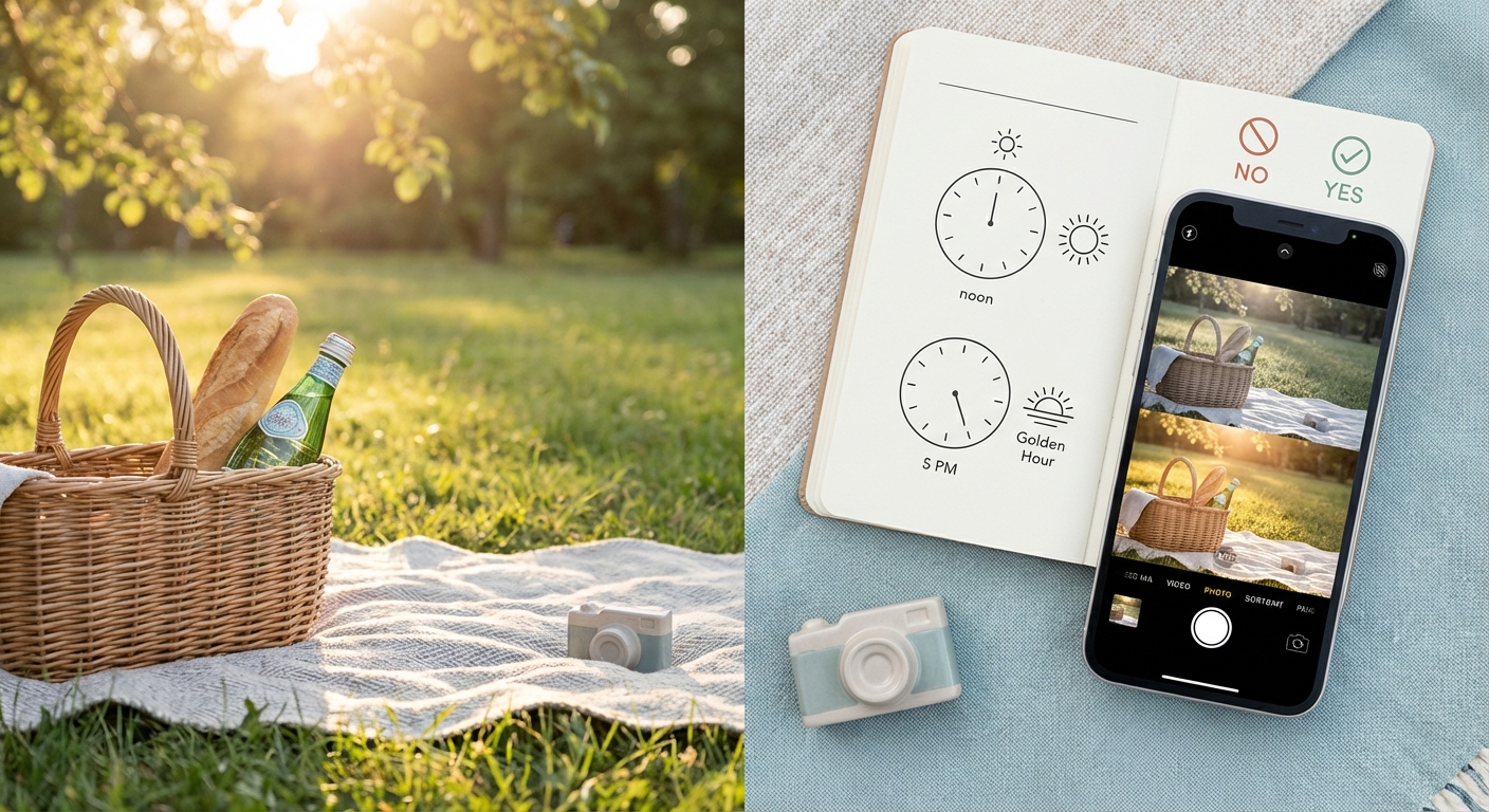 성공적인 피크닉 사진을 위한 조명과 시간 활용 팁