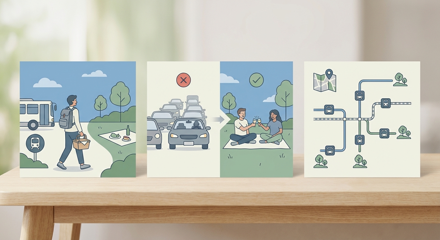 차 없이도 완벽한 하루, 대중교통 접근성 좋은 피크닉 가이드