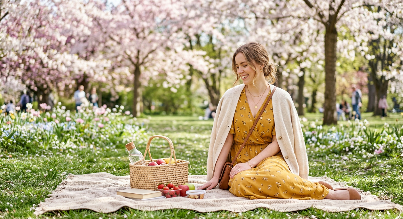 사진에 돋보이는 봄 피크닉 드레스 코드와 코디 팁
